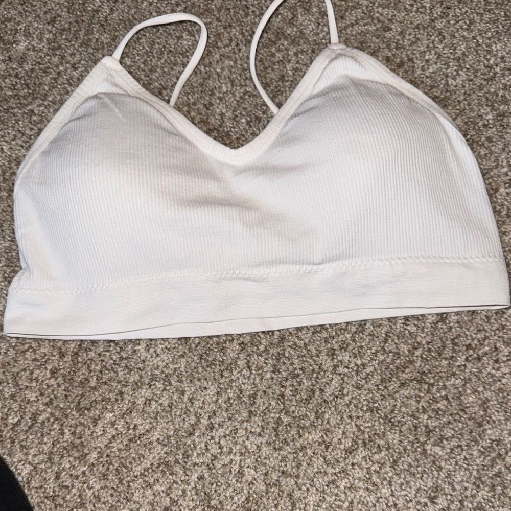 SHEIN White Seamless V-Neck Bra